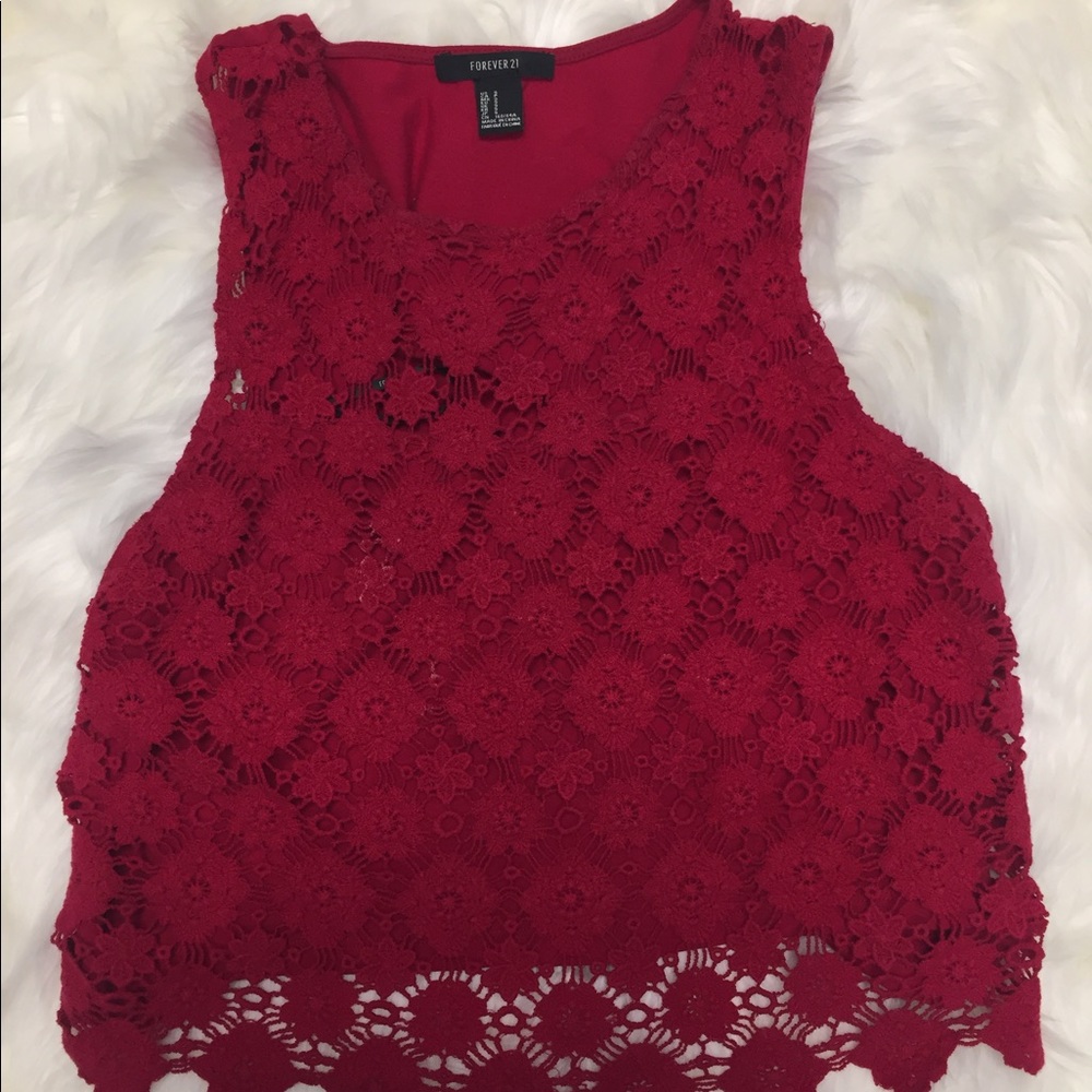 💋Red Laced Top - Picture 2 of 3
